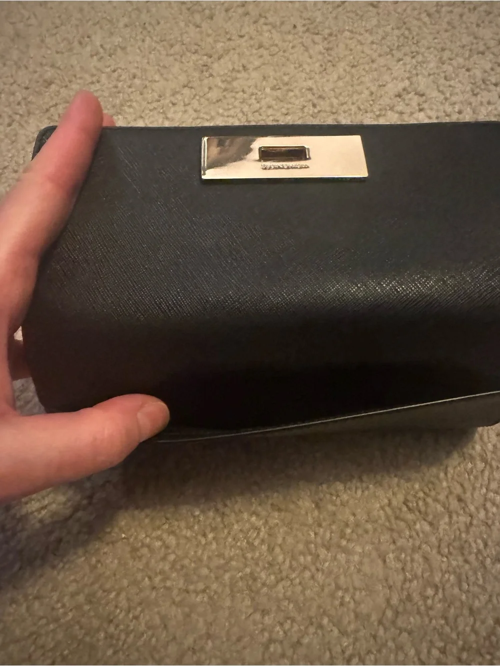 Michael Kors Black Leather Clutch with Gold Hardware